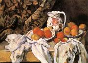 Nature morte avec rideau et pichet fleuri Paul Cezanne
